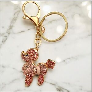 🎅🏻 SALE! Poodle Keychain or bag charm with crystals in pink and gold new